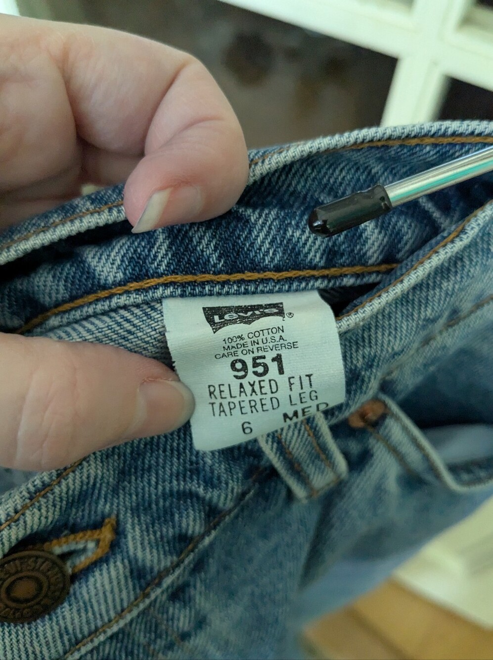 Vintage Levis 90s 951 Relaxed Tapered Fit Made In USA Cotton Denim Jeans Size 6 - Picture 7 of 12